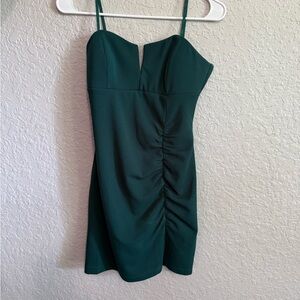 Emerald Sundae Teal Ruched Mini Dress